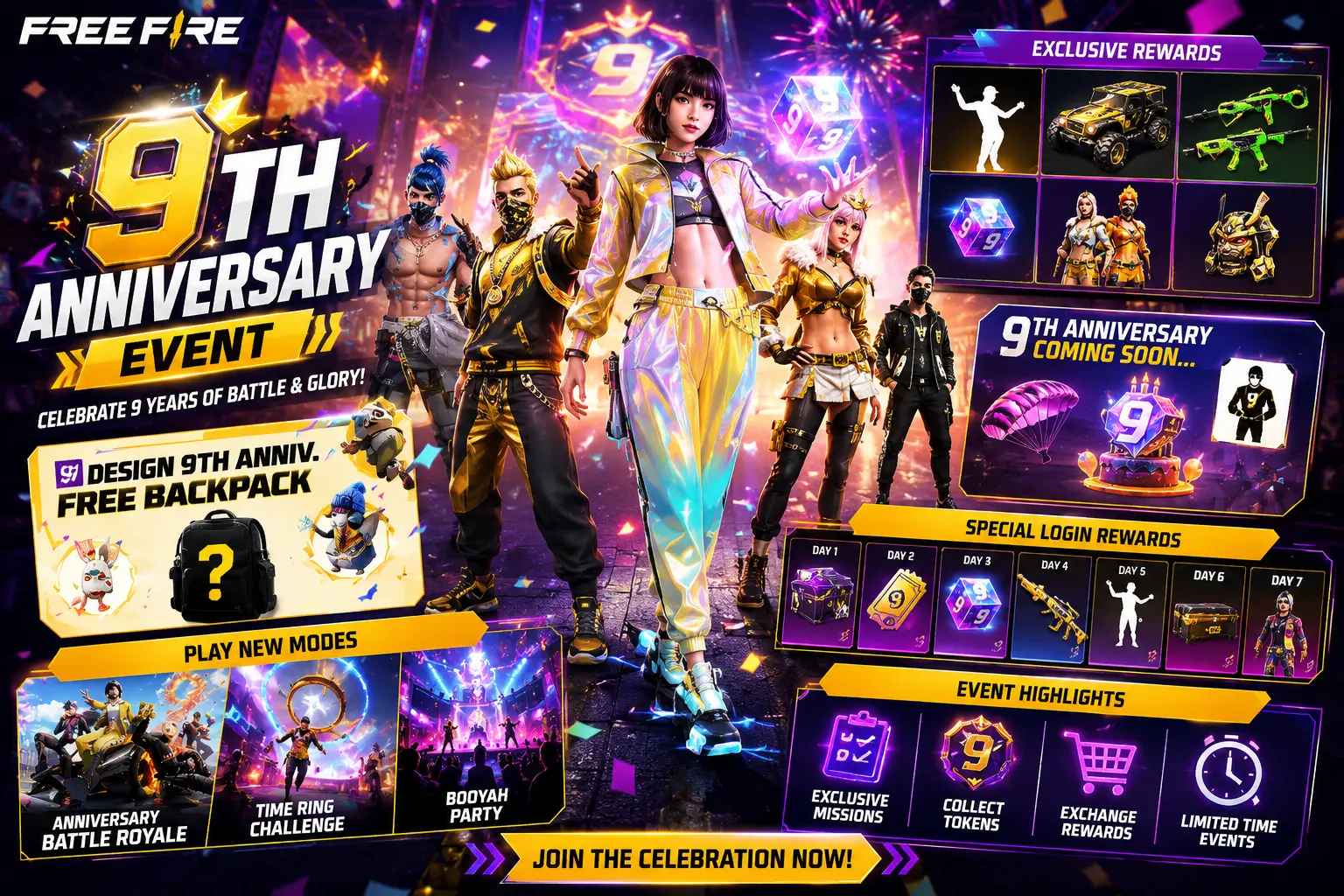 free fire 9th anniversary